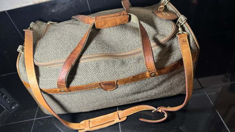 Vintage Tweed & Leather Hartmann Duffle Bag W Louis Vuitton Leather Strap